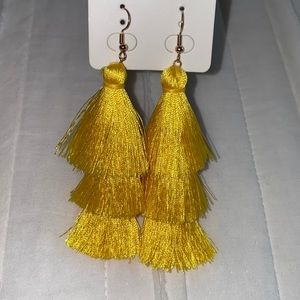 Yellow fringe earrings